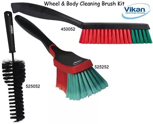 Vikan Car Body & Wheel & Upholstery Set, 3 Superb Professional Brushes - Picture 1 of 1