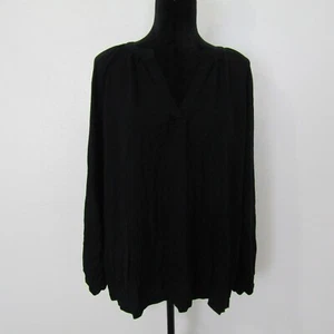Old Navy Shirt Top Bluse Pullover V-Ausschnitt Damen XL schwarz Viskose Boho Bauern - Bild 1 von 12