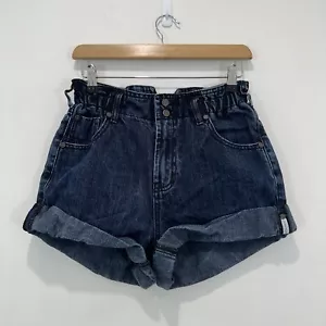 One Teaspoon Denim Shorts Women 24 (Actual 26 in) Blue Elastic Waist Hi Rise - Picture 1 of 11