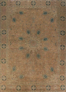 Vintage Brown Traditional Handmade Wool Tebriz Living Room Area Rug 8x10 Carpet - Picture 1 of 23