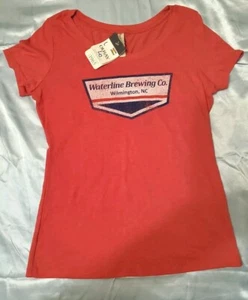 New-Waterline Brewing Co. Wilmington NC Womens Fit Heather Red T-Shirt-Large - Picture 1 of 6