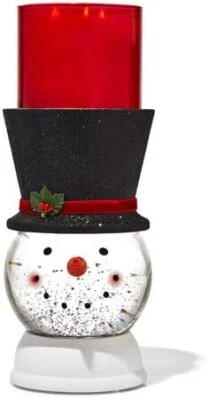 Bath & Body Works Snowman Pedestal 3-Wick Candle Holder Light Up Water Globe ☃️ - Image 1 of 3