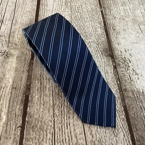 Zara Man Tie Navy & Light Blue Striped 100% Silk Formal Business Classic - Picture 1 of 5