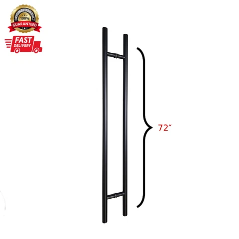 Door Pull, Entry Door Handle Round ‘H’ Type - 72″ Black Cover
