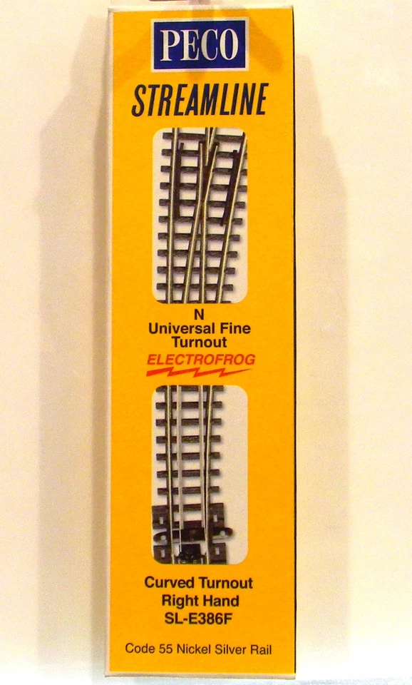 NEW N Peco SLE386F Streamline Code 55 Electrofrog Curved RH Turnout - Image 1 of 1