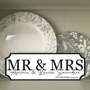 PERSONALISED MR & MRS SIGN name station road plaque Wedding Anniversary gift - Picture 1 of 2