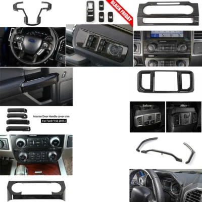 Kit de cubierta de tapicería de decoración interior de automóvil de grano de madera negro para Ford F150 2015-2017 Foto 1 de 4