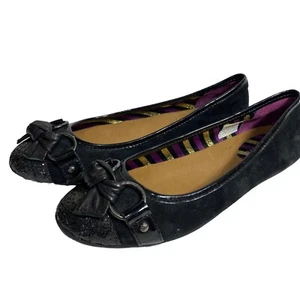 Sperry Top-Sider Kendall Black Suede Leather Shoes 6.5 Ballet Flats Sparkle NEW - Picture 1 of 11