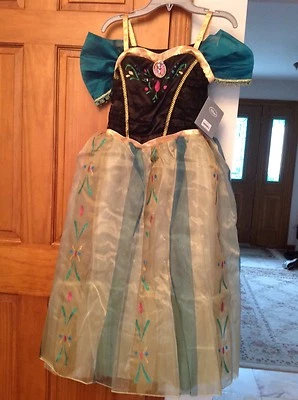 DISNEY STORE NWT FROZEN ANNA COSTUME DRESS CROWN WAND SZ 9/10 - Image 1 of 4