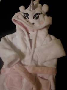 Soft Touch Bademantel *** Einhorn ***Gr.80-86 Weiß-Rosa    England NEU - Bild 1 von 1