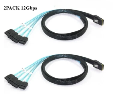 2X Mini SAS to 4 SATA SFF-8087 Multi-Lane Forward Breakout Splitter Cable 0.5 1m - Image 1 of 4