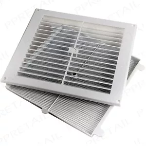 TRIPLE BRICK 9" X 9" LOUVRE AIR VENT COVER + REMOVABLE INSECT MESH SCREEN SQUARE - Picture 1 of 2