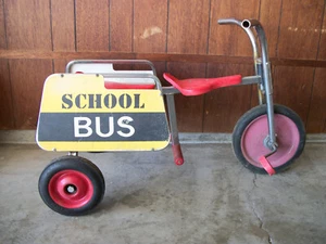 Vintage Silver Rider Angeles School Bus Tricycle - Picture 1 of 10