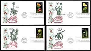 USA, SCOTT # 3528-3531, SET OF 4 ARTMASTER FDC COVERS CARNIVOROUS PLANTS 2001 - Picture 1 of 6