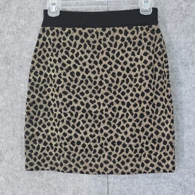 Saia de malha Carole Little feminina pequena marrom preta estampa animal malha - Imagem 1 de 4