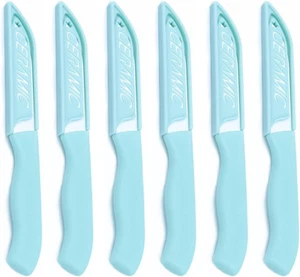 6 Pack Ceramic Paring Knife with Knife Cover Lightweight Ceramic Knives Fruit - Picture 1 of 6