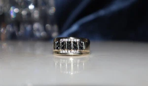 10k Yellow Gold 1/2Ctw Black Stone Men's Band Sz 9 Ring 82024c - Picture 1 of 12