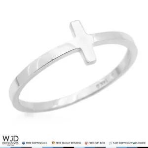 Massiver 14K Echtgold weißer seitlicher Kreuz Ring - Bild 1 von 2