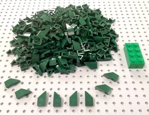 Lego Dark Green 1x2 Curved Slope Brick 45% cut corner (29119 / 29120) x4 pairs - Picture 1 of 3