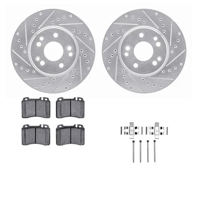 For Mercedes-Benz SL500 94-98 Drilled & Slotted Front Brake Kit w Optimum Pads Foto 1 de 2