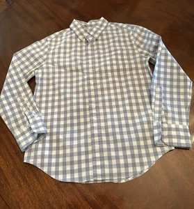 J.Crew Crewcuts Boys Size 10 Gingham Button Down Shirt Long Sleeve Gray White - Picture 1 of 2