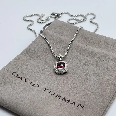 Collar Colgante David Yurman Pequeño Albión Turmalina Rosa y Diamantes 16-17' Foto 1 de 4