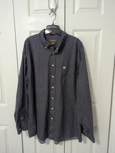 Ariat Men’s Boyd Classic Button-Down Shirt Size XXL Navy Geometric Print EUC - Picture 1 of 6