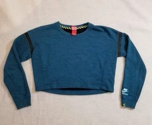 Nike Damen Medium Sweatshirt Blau Sportbekleidung Leichtathletik Crop Langarm - Bild 1 von 11