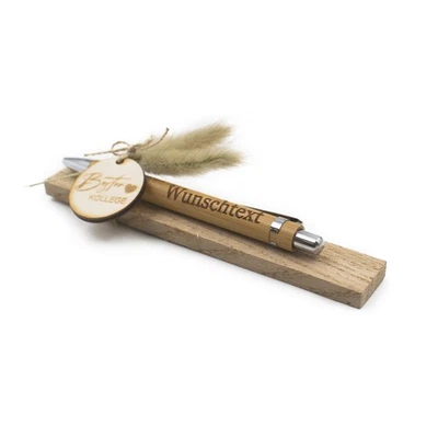 Holz Kugelschreiber m. Wunschname Bambus Stift Gravur Geschenk 22 Bester Kollege - Bild 1 von 4