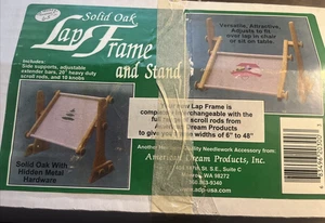 Solid Oak Lap Needlepoint Frame and Stand - AmericanDreams Used Original Box - Picture 1 of 10