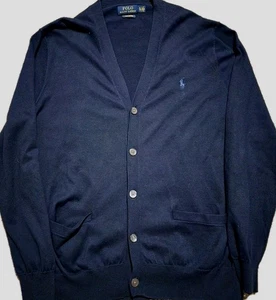 Polo Ralph Lauren Cardigan Sweater Men's XL Blue Pima Cotton Button Up Pockets - Picture 1 of 8