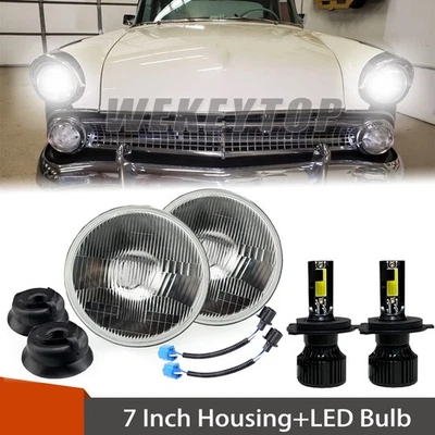 2pcs 7" Round LED Headlights Hi/Lo Beam H4 For Ford Fairlane 1955 1956 1957 Foto 1 de 4