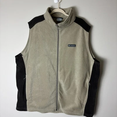 Columbia Vest Mens 3XLT Tall Beige Full Zip Fleece Zipped Pockets Warm Mock Neck - Image 1 of 4