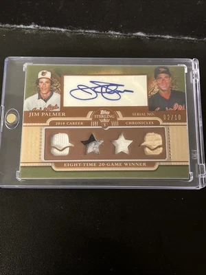 2010 Topps Sterling - JIM PALMER Quad Relic Auto - #'d 2/10 - Orioles - HOF - Image 1 of 2