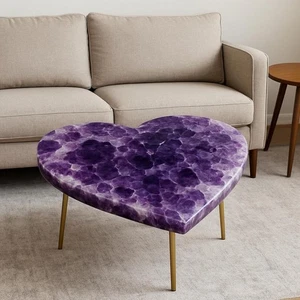 18 Zoll Amethyst Beistelltischplatte, Herzform Couchtisch, Luxus Wohndeko Ges... - Bild 1 von 8