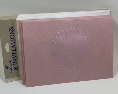 Hallmark Invitation Card Pink sea shell lot of 8 open package Unused - Image 1 of 4