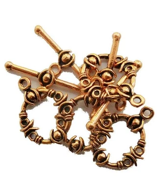 5 SET 11X25MM SOLID COPPER BALI TOGGLE CLASP ANTIQUE COPPER  956 ATL-316 - Image 1 of 3