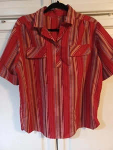 Unbranded Striped Blouse XL, XXL  primary colors henley style buttons - Picture 1 of 6