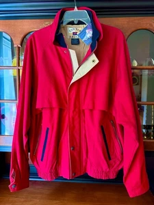 NEW NWT Vintage Y2K Cutter & Buck RED and NAVY Cotton Canvas Golf Jacket Size XL - Picture 1 of 10