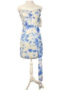 Amanda Uprichard Treasure Mini Dress Womens Medium Sheath Strapless Watercolor - Picture 1 of 16
