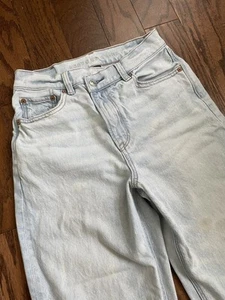 American Eagle Women’s High Rise Baggy Straight Leg Light Wash Jeans Denim 28 - Picture 1 of 9