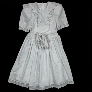Vintage Jessica McClintock Gunne Sax Kleid Mädchen Größe 7 Spitze Blumen USA - Bild 1 von 14