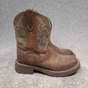 Justin Gypsy Leather Cowboy Western Boots Womens Size 7.5 B Brown Teal L9606 - Picture 1 of 12