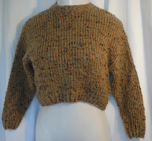 Zara 9 10 sz 140 Crop Oatmeal Cream Beige Wool Blend Nubby Knit Sweater GUC - Picture 1 of 9