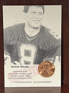 Steve Young REJECTED Authenticated Ink Uncirculated Lincoln 1984 Penny Card - Picture 1 of 7