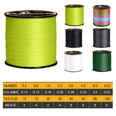 328/547/1093 Yards Strong PE Braided Fishing Line 4 Strands 12-100LB f/ Saltwar - Image 1 of 4