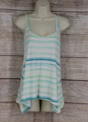 Camiseta sin mangas Victorias Secret Tee Shop para mujer talla pequeña entrecruzada a rayas azul Foto 1 de 4