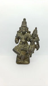 ANTIQUE INDIAN BRONZE STATUE OF COUPLE SHIVA & PARVATI - Picture 1 of 12