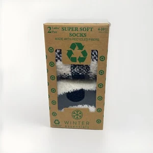 Winter Essentials 2 Pairs Grey & Pink Super Soft Socks Size 4-10 Recycled Fibers - Picture 1 of 4