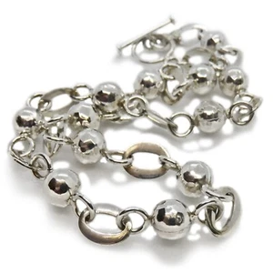 Collar torpe de cadena de bola pesada y eslabón de plata esterlina de 18 - Imagen 1 de 11